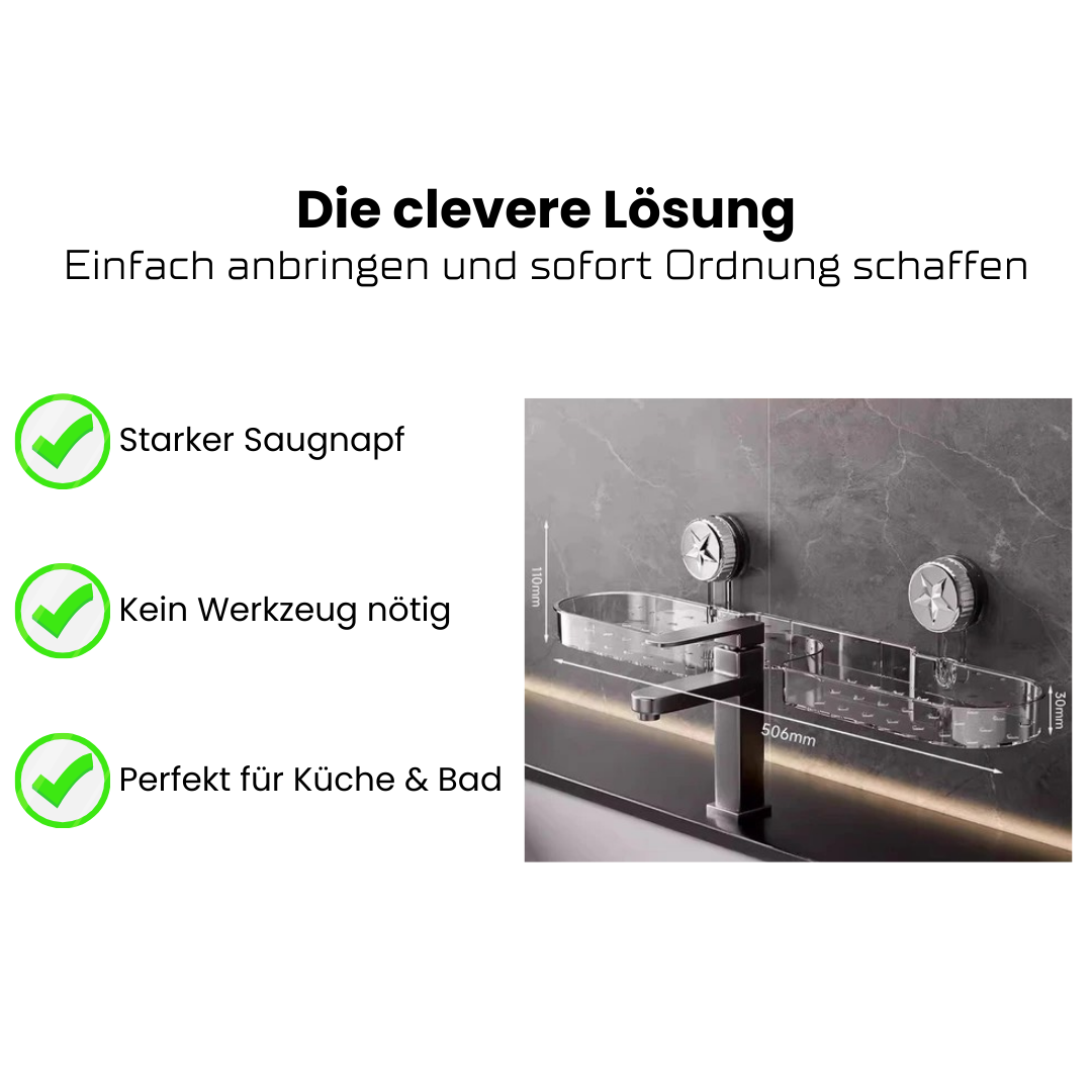 AquaHold Pro – Saugnapf Waschbecken Organizer für Küche & Bad