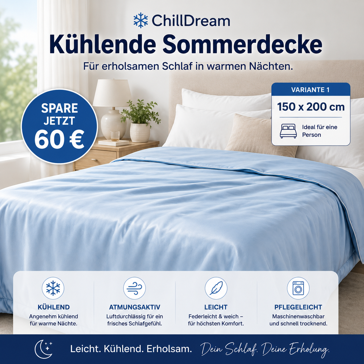 ChillDream Kühlende Sommerdecke – Erholsam schlafen ohne Schwitzen