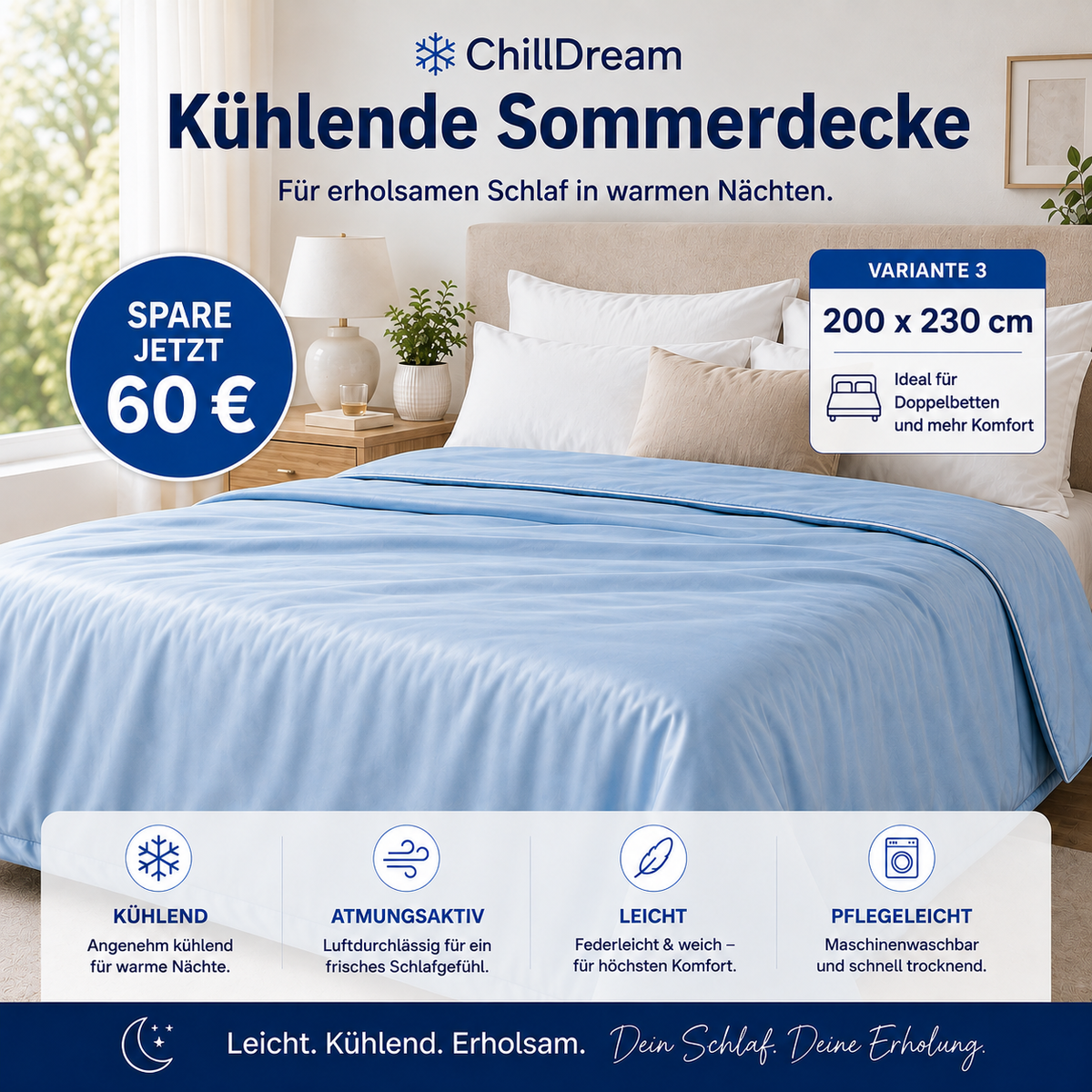 ChillDream Kühlende Sommerdecke – Erholsam schlafen ohne Schwitzen