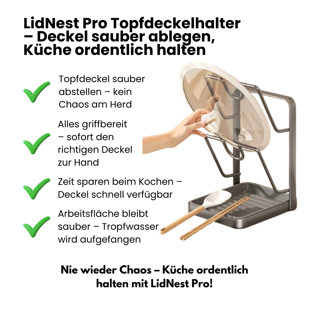 LidNest Pro Topfdeckelhalter – Deckel sauber ablegen, Küche ordentlich halten