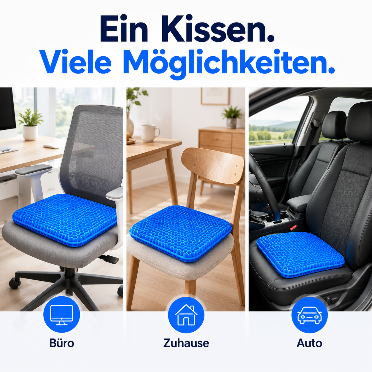 Sitvella Pro – Atmungsaktives Waben-Sitzkissen für mehr Sitzkomfort