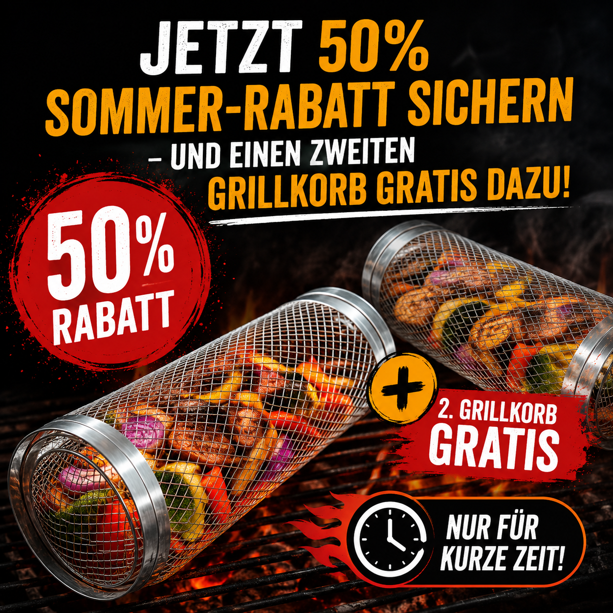 GrillMate Pro Edelstahl Grillkorb – Gleichmäßig grillen, entspannt genießen