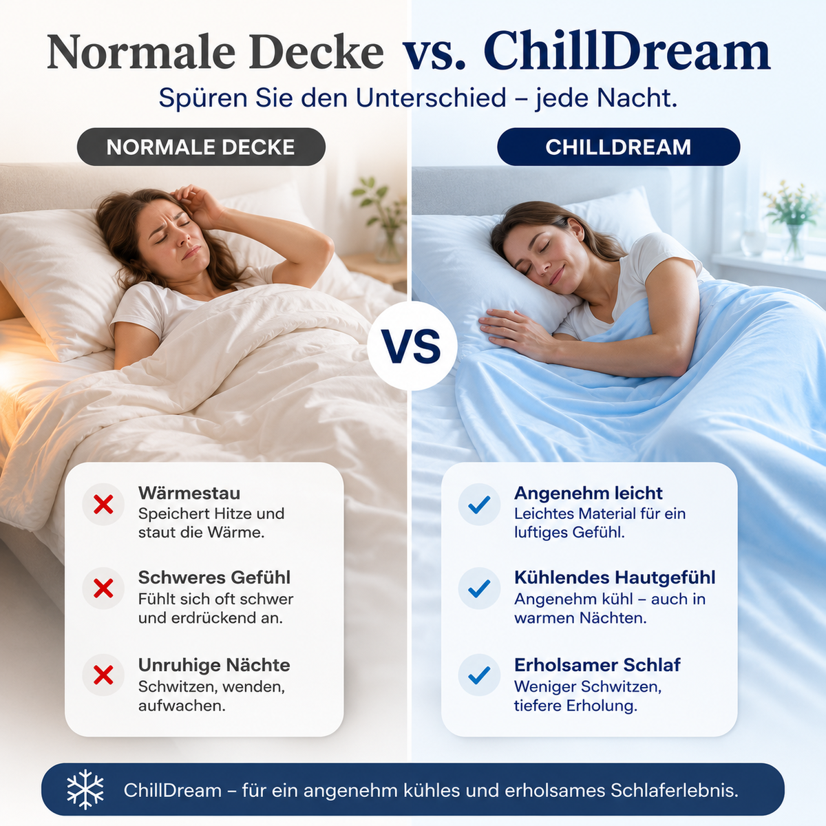 ChillDream Kühlende Sommerdecke – Erholsam schlafen ohne Schwitzen