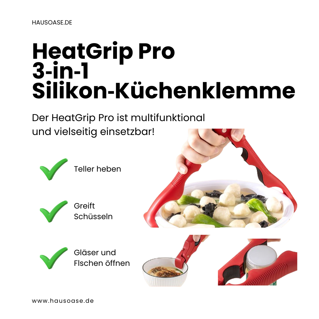 HeatGrip Pro 3‑in‑1 Silikon‑Küchenklemme – Sicher greifen, clever servieren