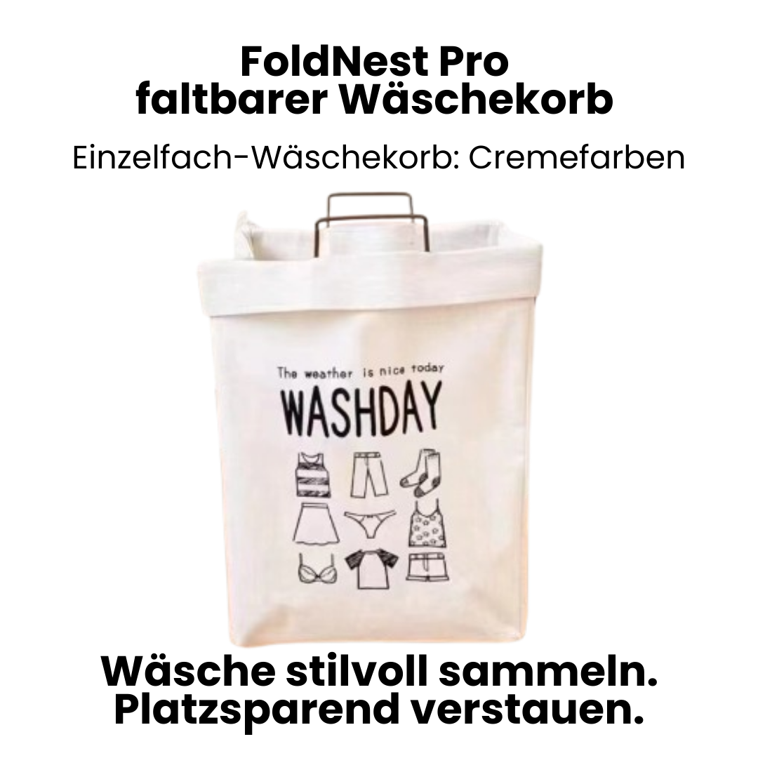 FoldNest Pro faltbarer Wäschekorb – Wäsche stilvoll sammeln, platzsparend verstauen