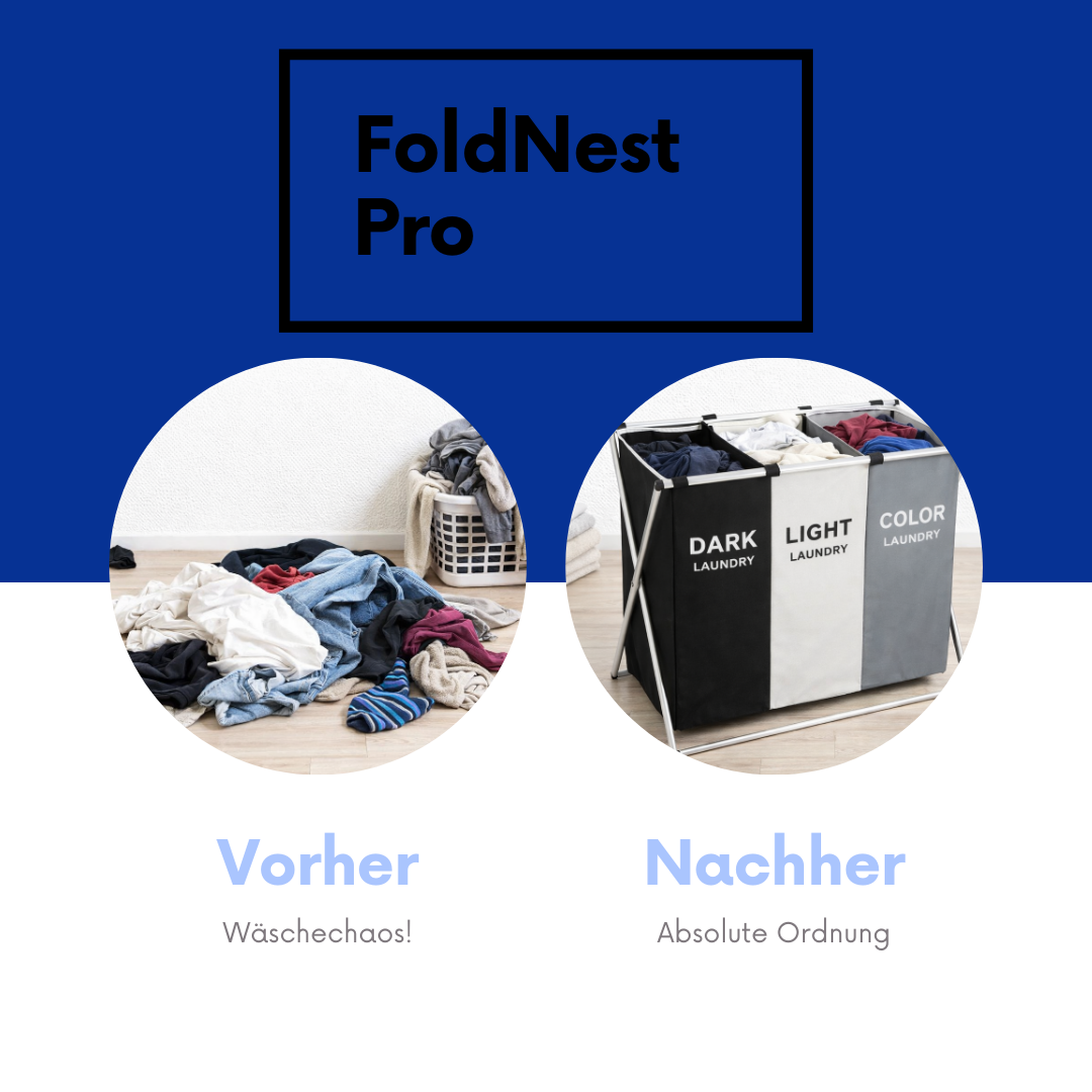 FoldNest Pro faltbarer Wäschekorb – Wäsche stilvoll sammeln, platzsparend verstauen