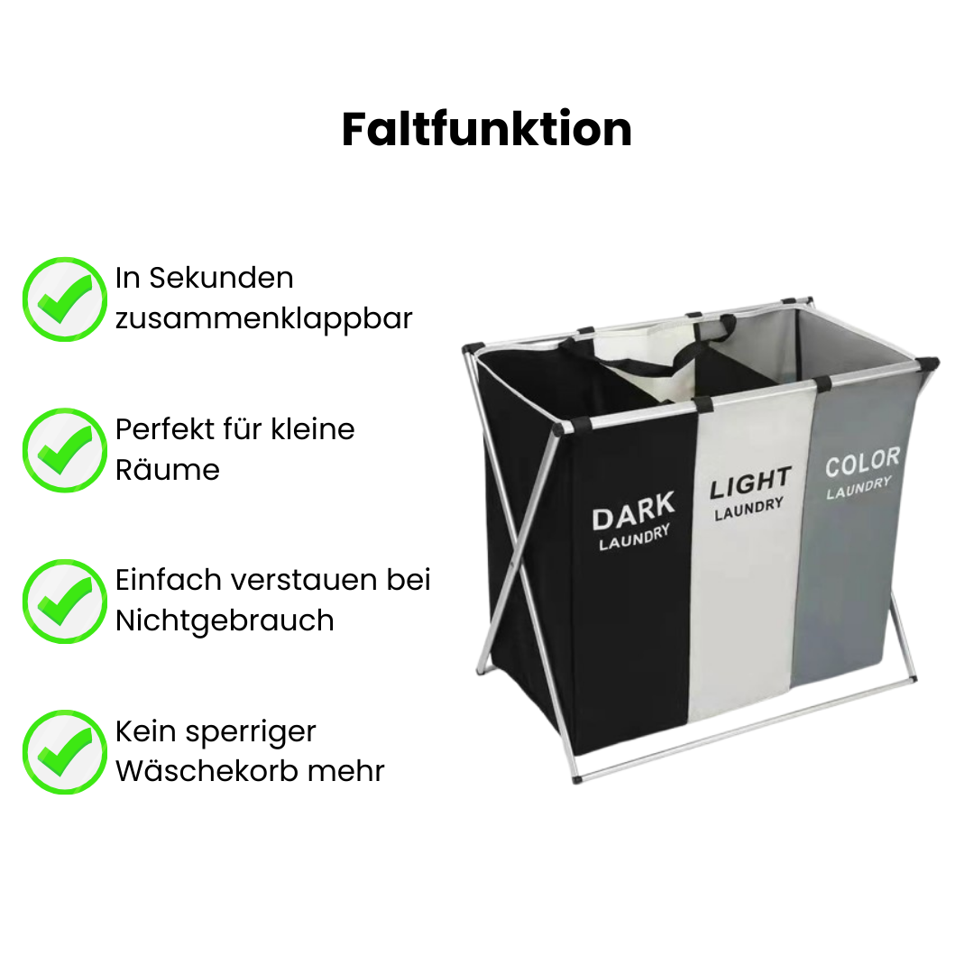 FoldNest Pro faltbarer Wäschekorb – Wäsche stilvoll sammeln, platzsparend verstauen