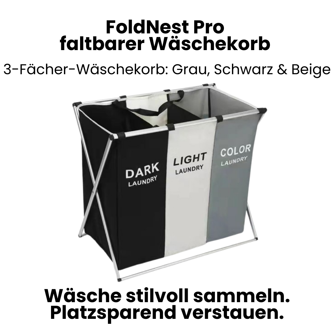 FoldNest Pro faltbarer Wäschekorb – Wäsche stilvoll sammeln, platzsparend verstauen
