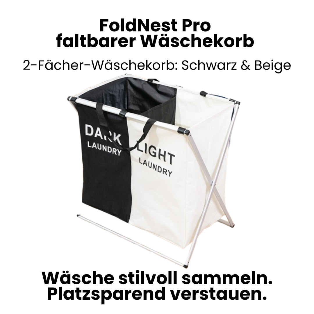 FoldNest Pro faltbarer Wäschekorb – Wäsche stilvoll sammeln, platzsparend verstauen
