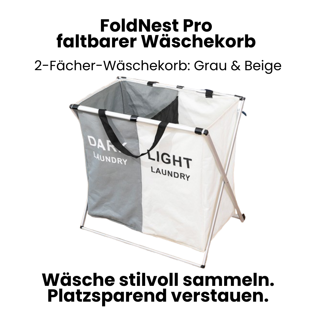 FoldNest Pro faltbarer Wäschekorb – Wäsche stilvoll sammeln, platzsparend verstauen